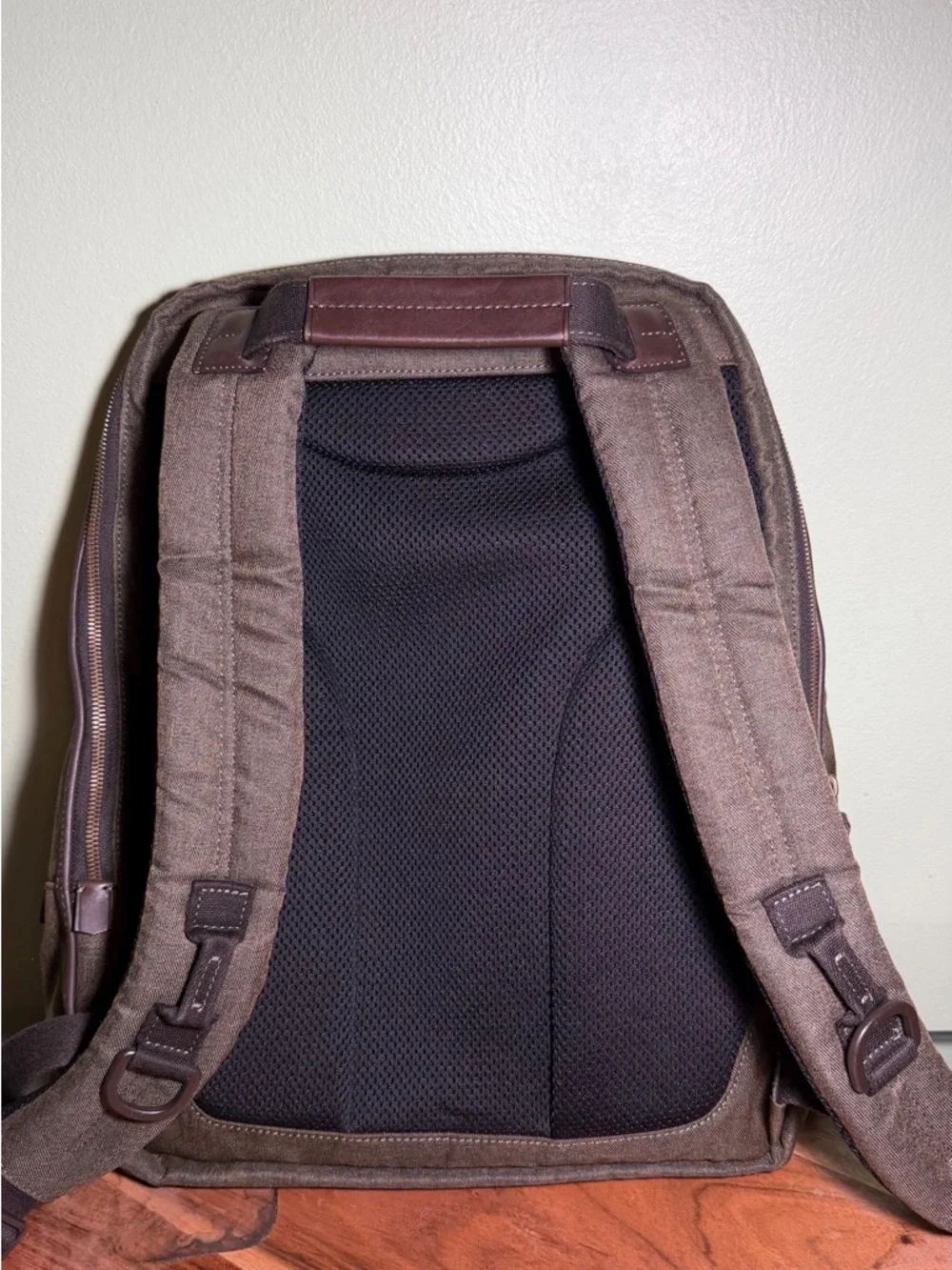 TUMI Alpha Bravo Knox BackPack Brown Ballistic Nilon Leather Trim Laptop Bag